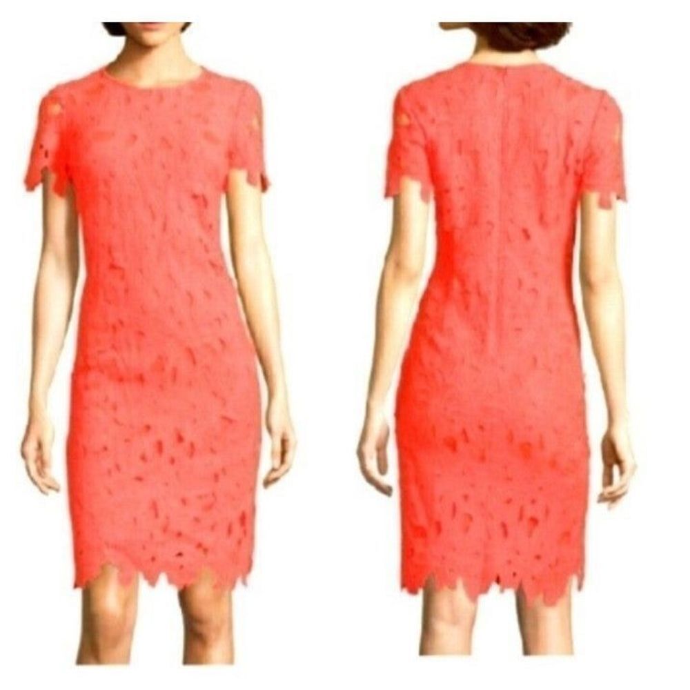 Ladies Bold Bright Neon Orange Lace Dress sz 10